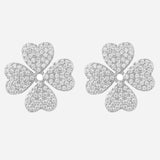 Silver Plated Flower Shaped Anti-Tarnish White CZ Stone Earrings