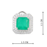 Silver Plated Anti-Tarnish White CZ and Green Stone Earrings