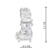 Silver Plated Anti-Tarnish White CZ Stone Hoop Earrings