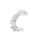Silver Plated Anti-Tarnish White CZ Stone Hoop Earrings