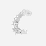 Silver Plated Anti-Tarnish White CZ Stone Hoop Earrings