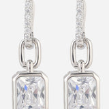 Silver Plated Anti-Tarnish White CZ Stone Long Earrings