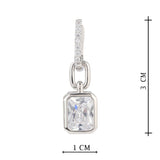 Silver Plated Anti-Tarnish White CZ Stone Long Earrings