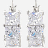 Silver Plated Anti-Tarnish White CZ Stone Hoop Earrings