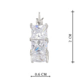 Silver Plated Anti-Tarnish White CZ Stone Hoop Earrings