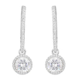 Silver Plated Anti-Tarnish White CZ Stone Long Earrings