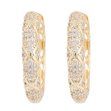 Gold Plated Anti-Tarnish White CZ Stone Hoop Earrings