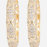 Gold Plated Anti-Tarnish White CZ Stone Hoop Earrings