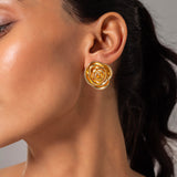Gold plated Rose Flower Earrings