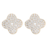 Gold Plated Flower Shaped Anti-Tarnish White CZ Stone Earrings