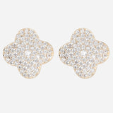 Gold Plated Flower Shaped Anti-Tarnish White CZ Stone Earrings