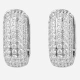 Silver Plated Anti-Tarnish White CZ Stone Hoop Earrings
