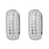 Silver Plated Anti-Tarnish White CZ Stone Hoop Earrings