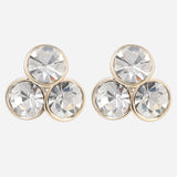 Three CZ Stone Gold Plated Earrings