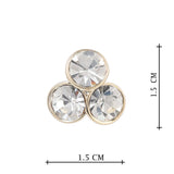 Three CZ Stone Gold Plated Earrings