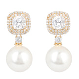 Gold Plated White Shell Pearl Anti-Tarnish Earrings