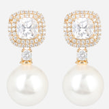 Gold Plated White Shell Pearl Anti-Tarnish Earrings