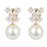 Gold Plated White Shell Pearl Anti-Tarnish Earrings