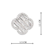 Silver Plated Flower Shaped Anti-Tarnish White CZ Stone Earrings