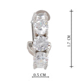 Silver Plated Anti-Tarnish White CZ Stone Hoop Earrings