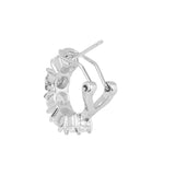 Silver Plated Anti-Tarnish White CZ Stone Hoop Earrings