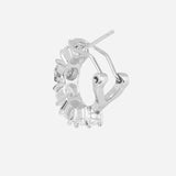 Silver Plated Anti-Tarnish White CZ Stone Hoop Earrings