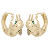 Gold Plated Anti-Tarnish White CZ Stone Panther Earrings