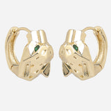 Gold Plated Anti-Tarnish White CZ Stone Panther Earrings
