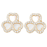 Gold Plated Flower Shaped Anti-Tarnish White CZ Stone Earrings