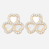 Gold Plated Flower Shaped Anti-Tarnish White CZ Stone Earrings