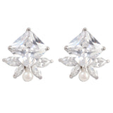 Silver Plated Anti-Tarnish White CZ Stone Earrings