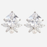 Silver Plated Anti-Tarnish White CZ Stone Earrings
