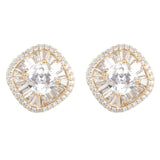 Gold Plated Anti-Tarnish White CZ Stone Earrings