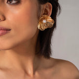 Shell Pearl Floral 18k Gold Plated Earrings