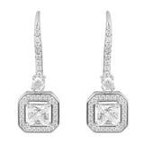 Silver Plated Anti-Tarnish White CZ Stone Hoop Earrings