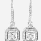 Silver Plated Anti-Tarnish White CZ Stone Hoop Earrings