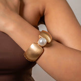 Pearly Matte  Finish Gold plated Bangle Cuff