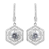Silver Plated White CZ Stone Hanging Earrings