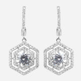 Silver Plated White CZ Stone Hanging Earrings