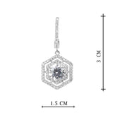 Silver Plated White CZ Stone Hanging Earrings