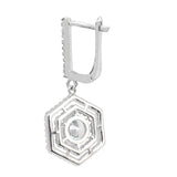 Silver Plated White CZ Stone Hanging Earrings