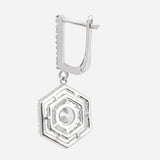 Silver Plated White CZ Stone Hanging Earrings