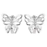 Butterfly Silver Plated Anti-Tarnish White CZ Earrings