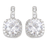 Silver Plated White CZ Stone Hanging Earrings