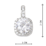 Silver Plated White CZ Stone Hanging Earrings