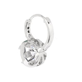 Silver Plated White CZ Stone Hanging Earrings