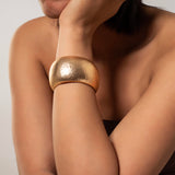 Flat Matte Finish Gold plated Bangle Cuff