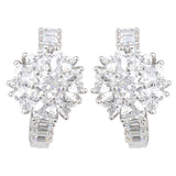 Silver Plated White CZ Stone Hanging Earrings