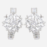 Silver Plated White CZ Stone Hanging Earrings
