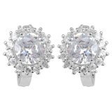 Silver Plated White CZ Stone Hanging Earrings